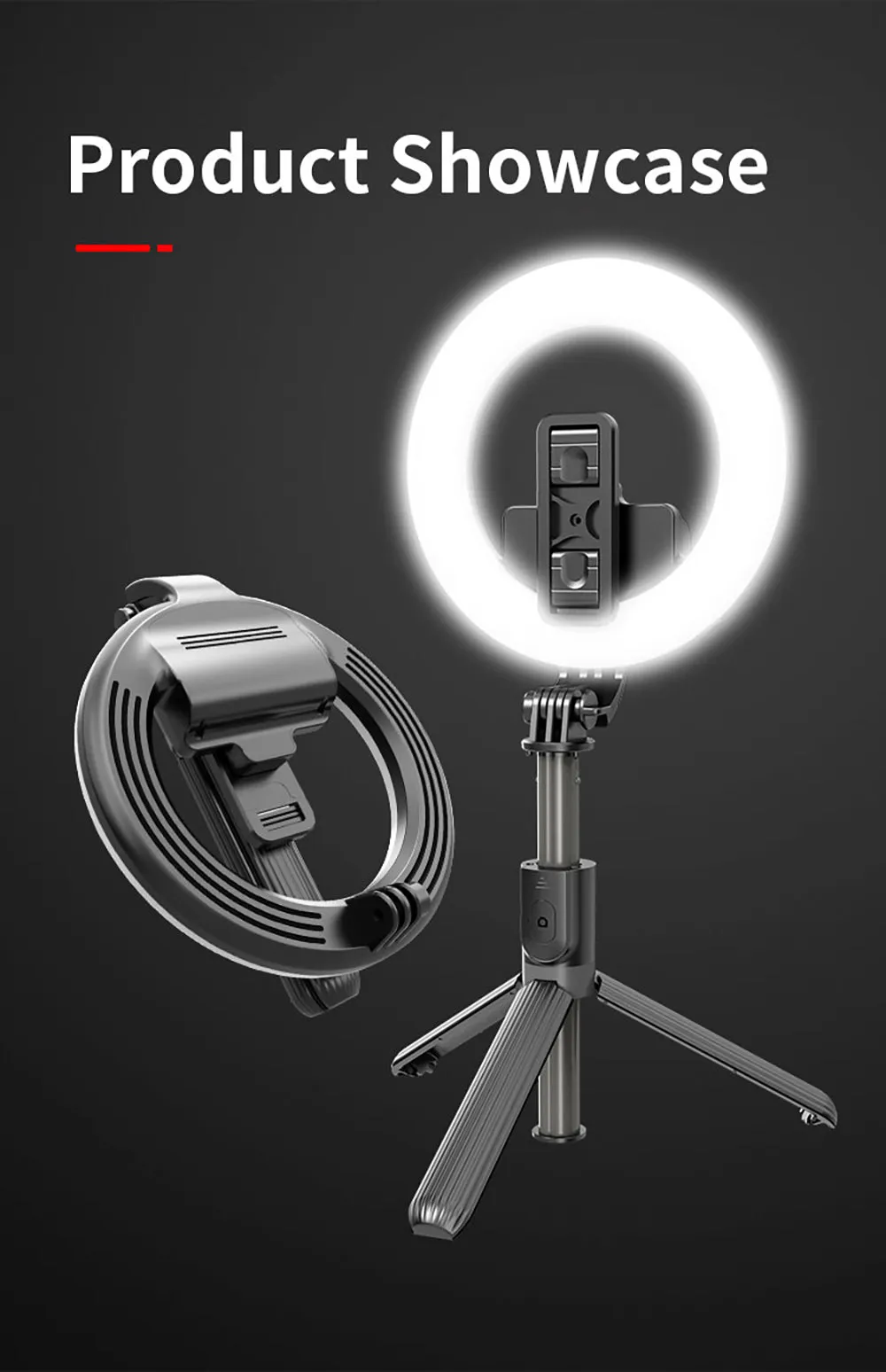LED HALO iPhone TriPod Selfie Stick 360 Rotation STUDIO QUALITY