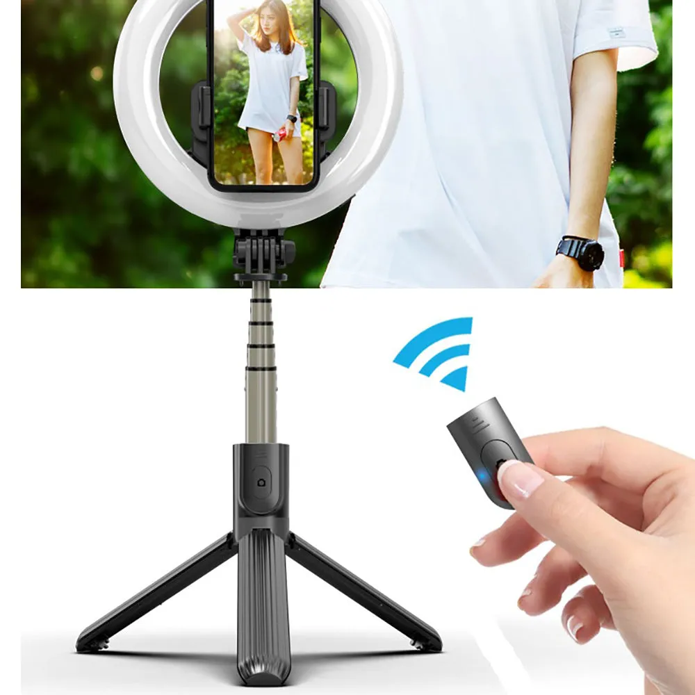 LED HALO iPhone TriPod Selfie Stick 360 Rotation STUDIO QUALITY
