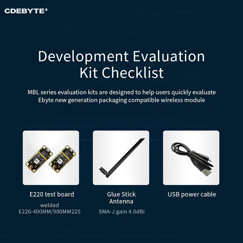 LLCC68 LoRa Module Testing Board CDEBYTE E220-400MBL-02 Pre-soldered E220-400MM22S USB Interface Testing Kit with Antenna