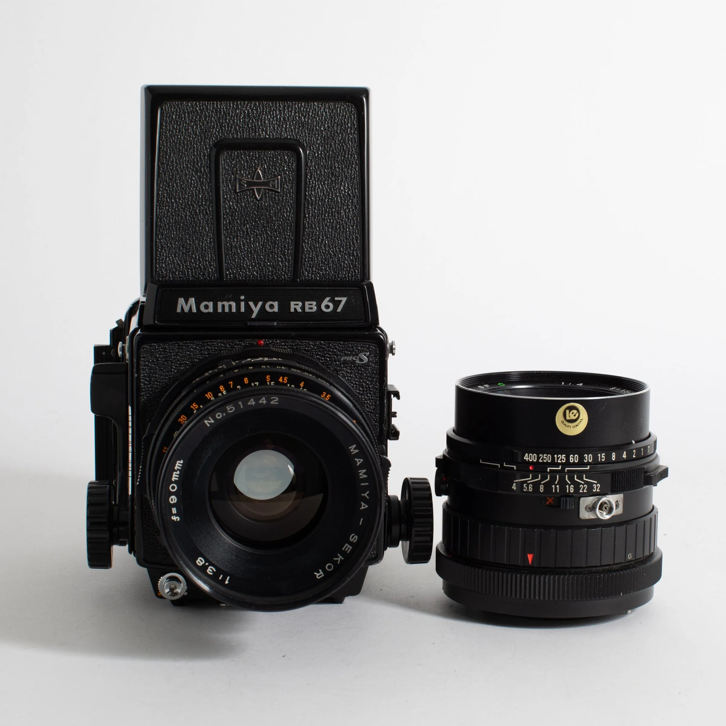 Mamiya RB67 Pro S with two lenses (90mm and 150mm)