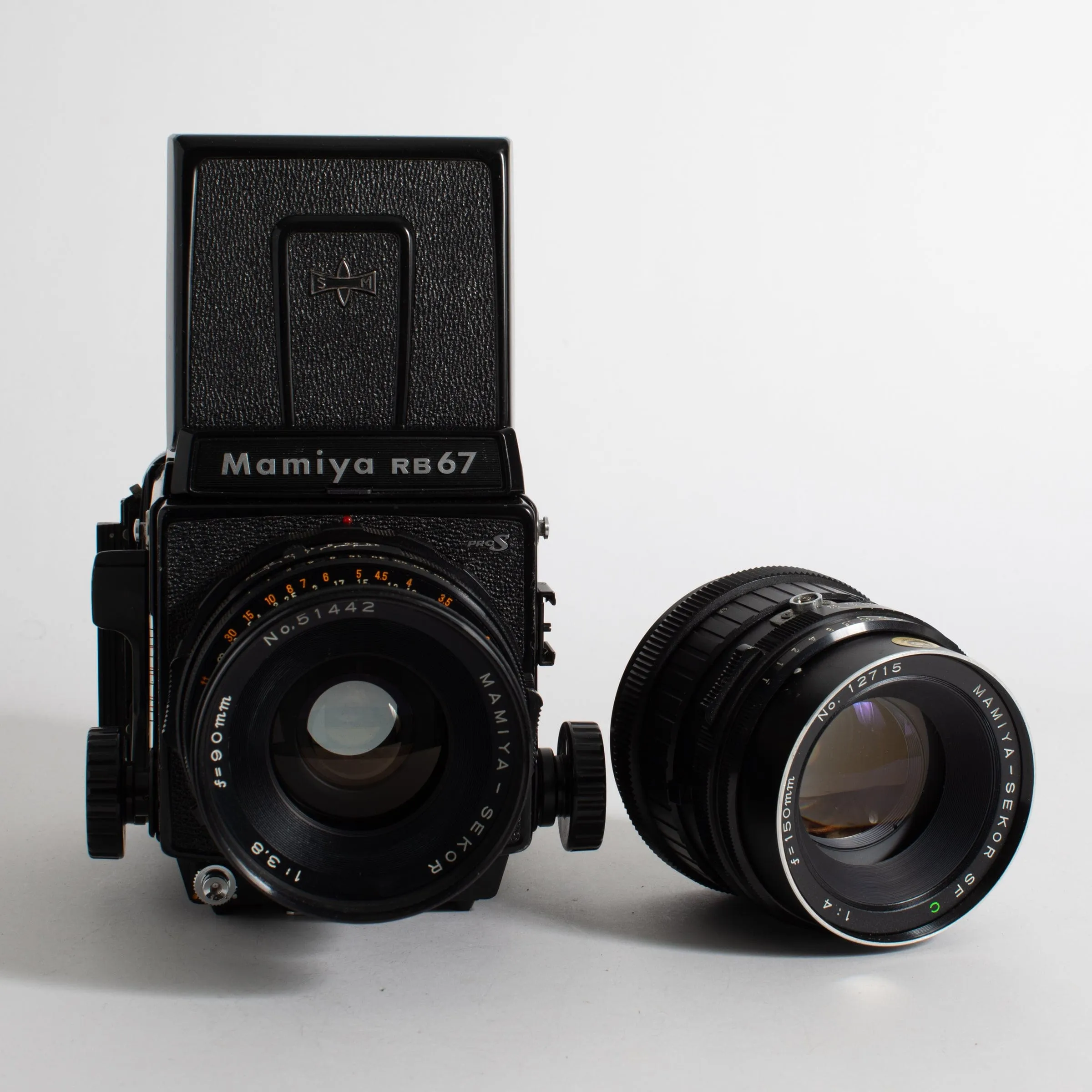 Mamiya RB67 Pro S with two lenses (90mm and 150mm)