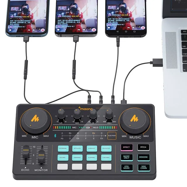 MAONOCASTER AM200-S1 All-in-on Microphone Mixer Kit Audio Podcaster With Condenser Mic & Earphone for PC Phone Tiktok