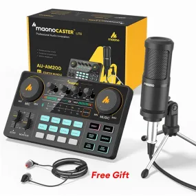MAONOCASTER AM200-S1 All-in-on Microphone Mixer Kit Audio Podcaster With Condenser Mic & Earphone for PC Phone Tiktok