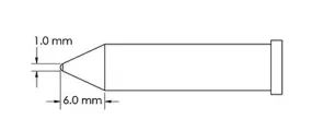 Metcal GT6-CN0010P Power Conical Solder Tip, 1.0 x 6.0mm