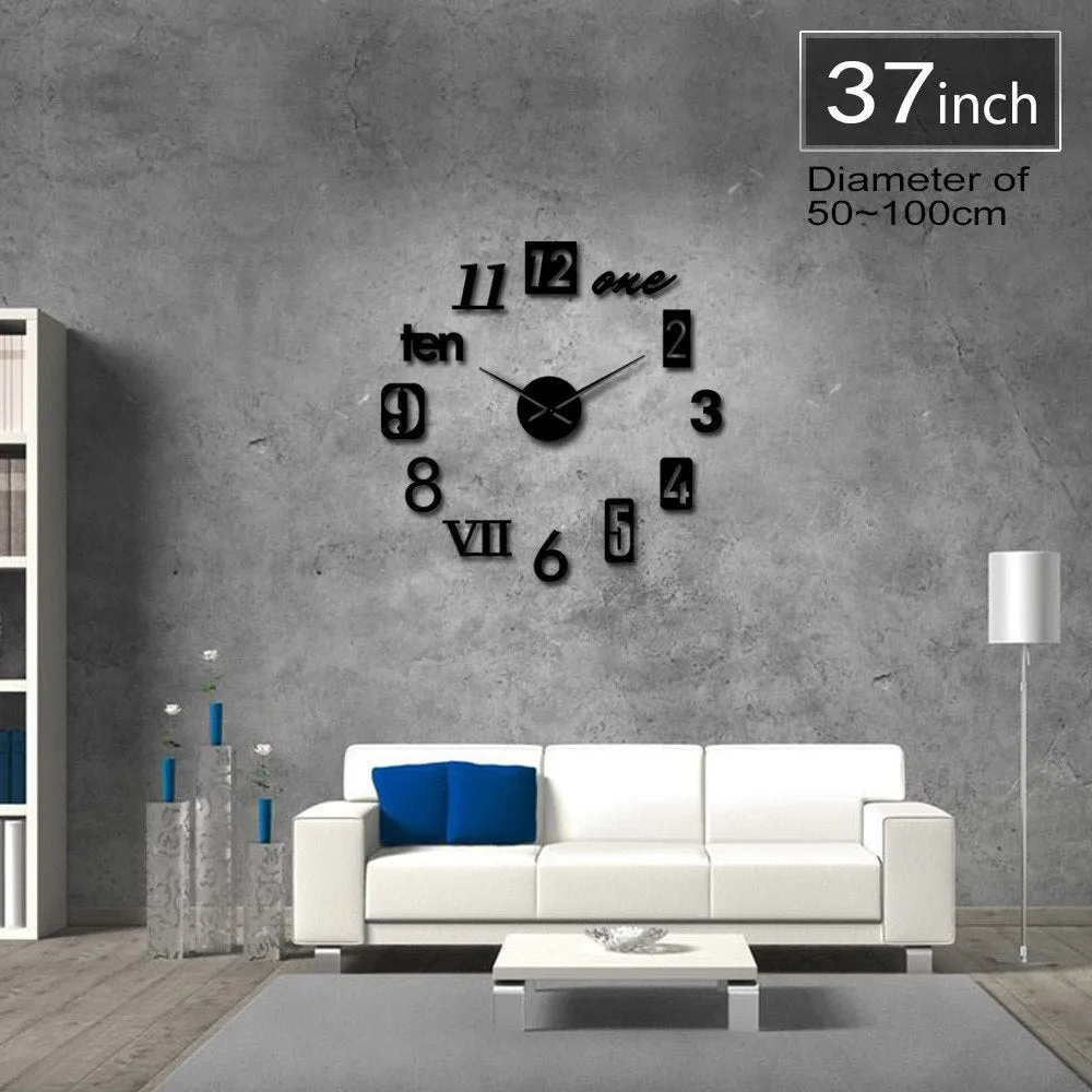Mixed Number Styles English Arabia Roman Numerals Modern Wall Clock Acrylic Mirror Effect Numbers Stickers DIY Giant Wall Art