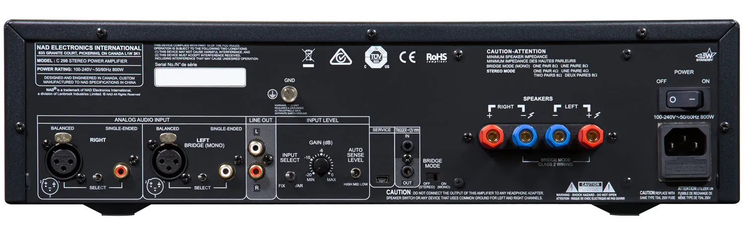 NAD Electronics C298 Stereo Power Amplifier with Purifi Technology Open Box