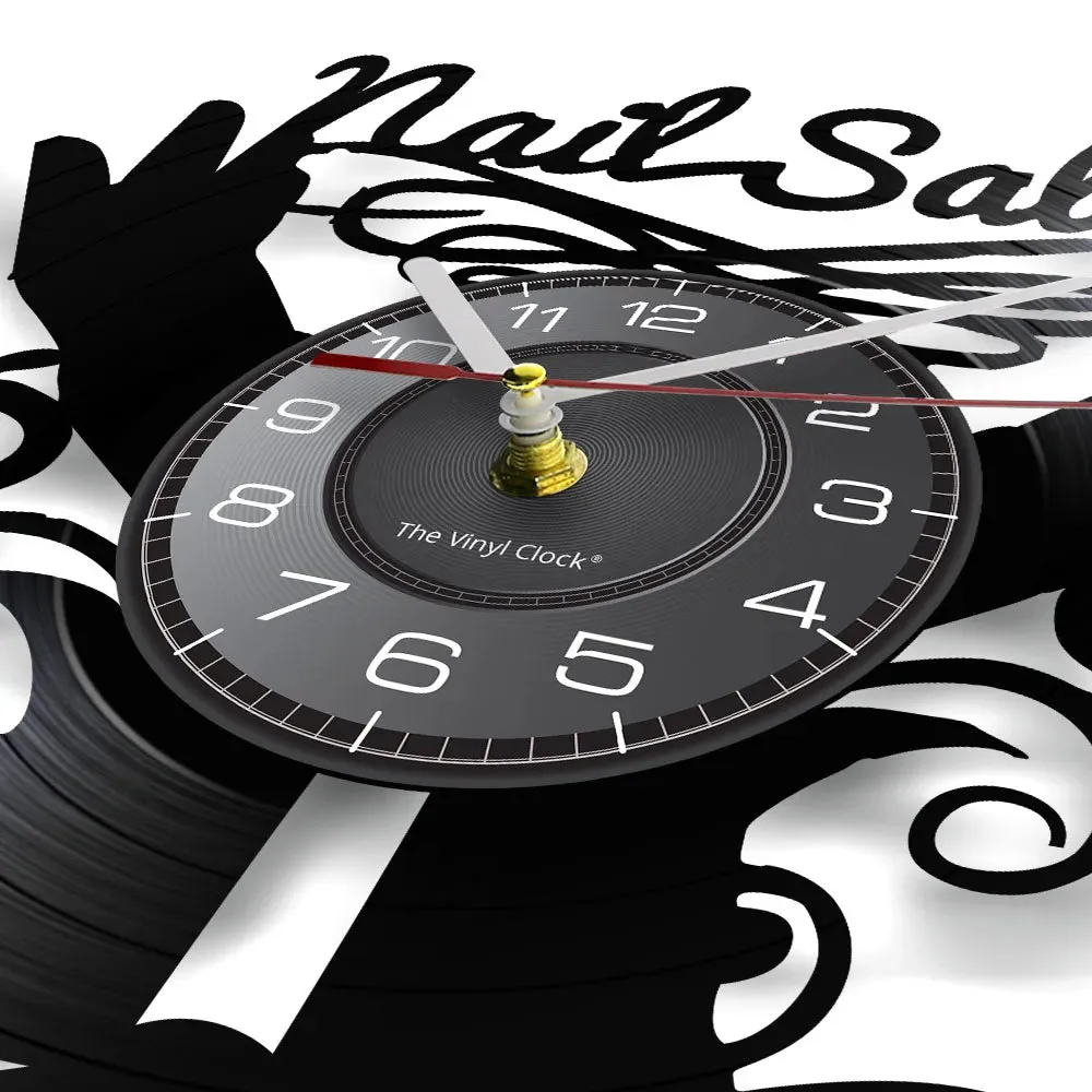 Nail Salon Vinyl Record Quartz Wall Clock Beauty Studio Contemporary Deco Wall Clock Polish Manicure Custom Clock Wall Watch