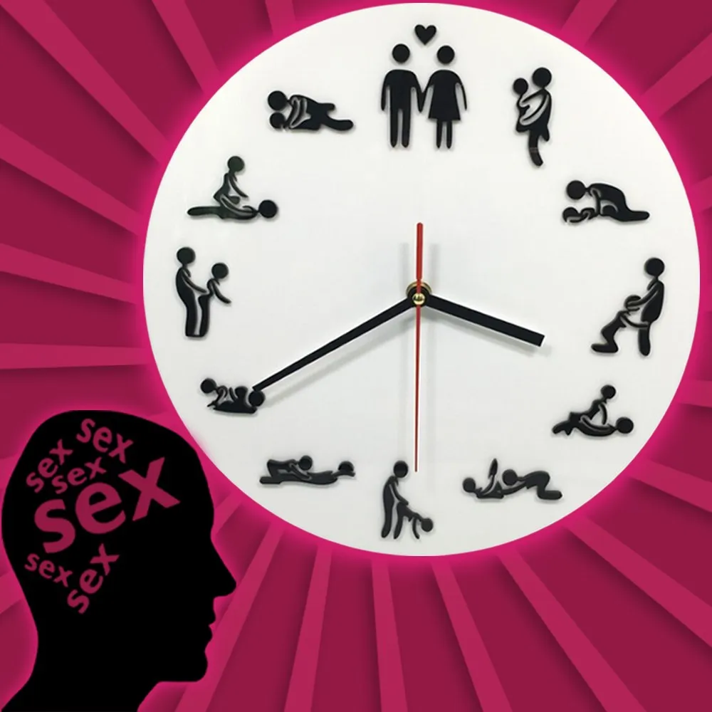 Naughty Rude Humor 24 Hours Sex Positions Wall Clock Karma Sutra Wall Clock Wedding Party Wall Decor Couple Valentines Gift