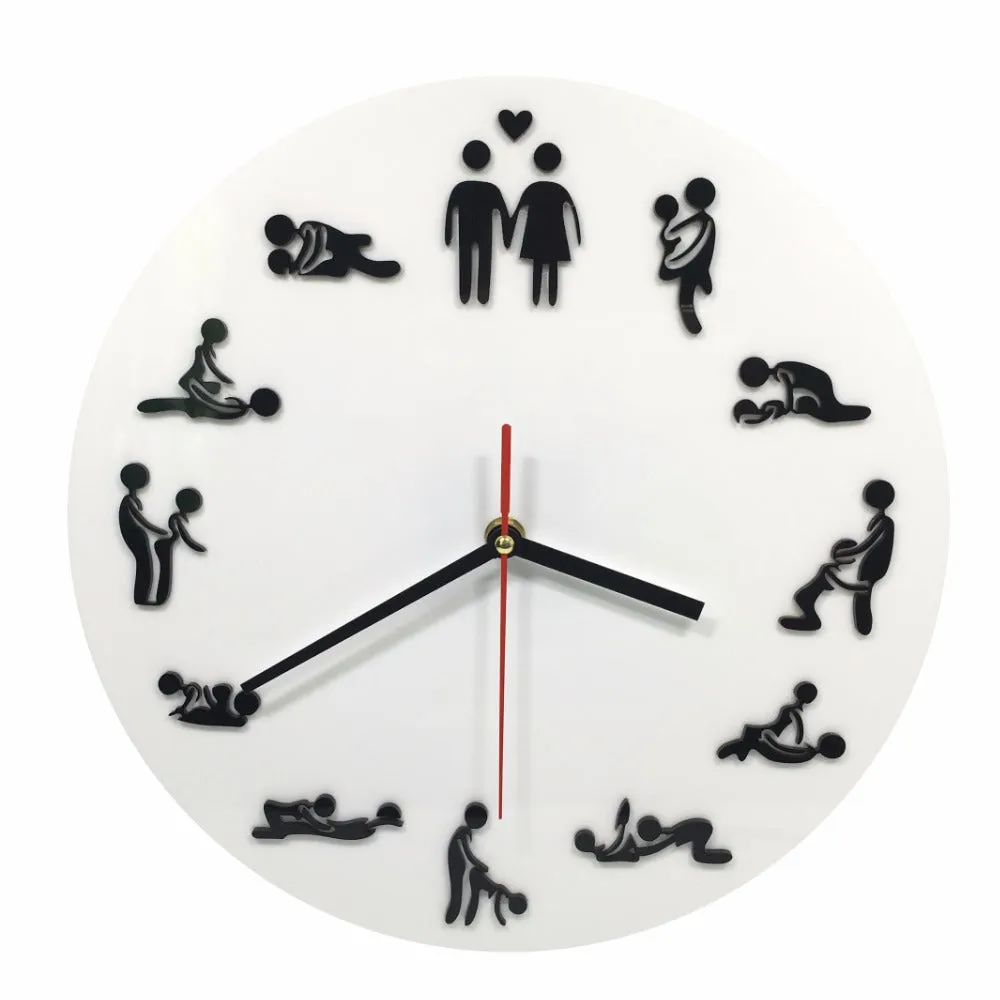 Naughty Rude Humor 24 Hours Sex Positions Wall Clock Karma Sutra Wall Clock Wedding Party Wall Decor Couple Valentines Gift