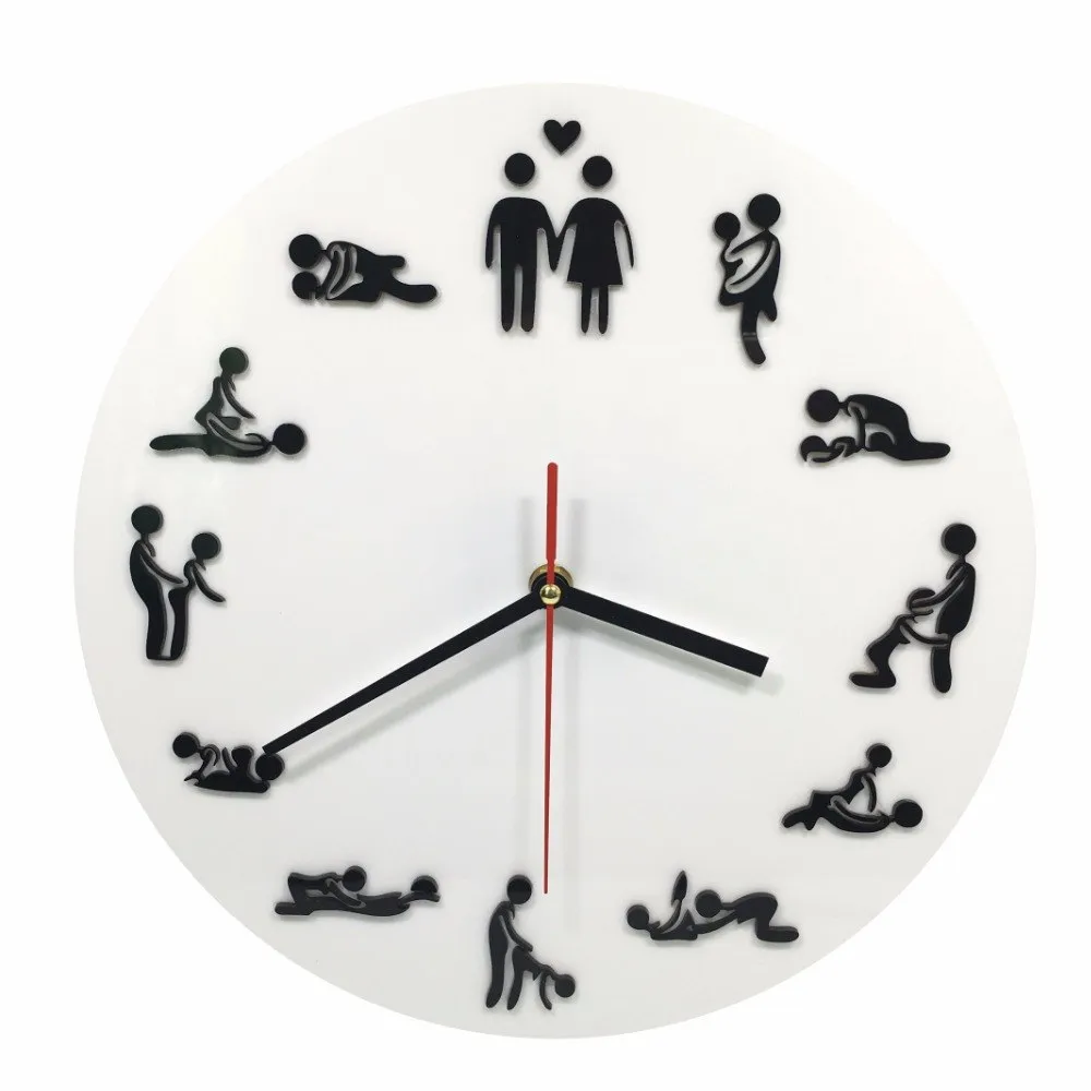 Naughty Rude Humor 24 Hours Sex Positions Wall Clock Karma Sutra Wall Clock Wedding Party Wall Decor Couple Valentines Gift