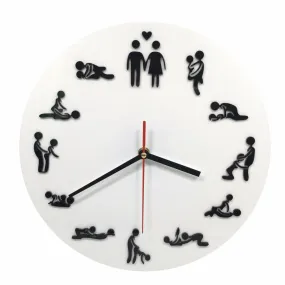 Naughty Rude Humor 24 Hours Sex Positions Wall Clock Karma Sutra Wall Clock Wedding Party Wall Decor Couple Valentines Gift