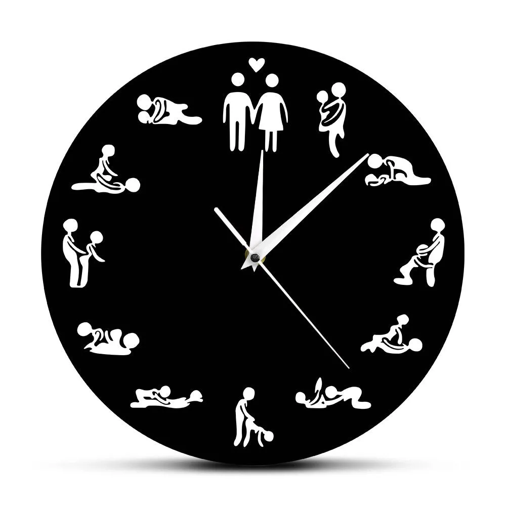 Naughty Rude Humor 24 Hours Sex Positions Wall Clock Karma Sutra Wall Clock Wedding Party Wall Decor Couple Valentines Gift