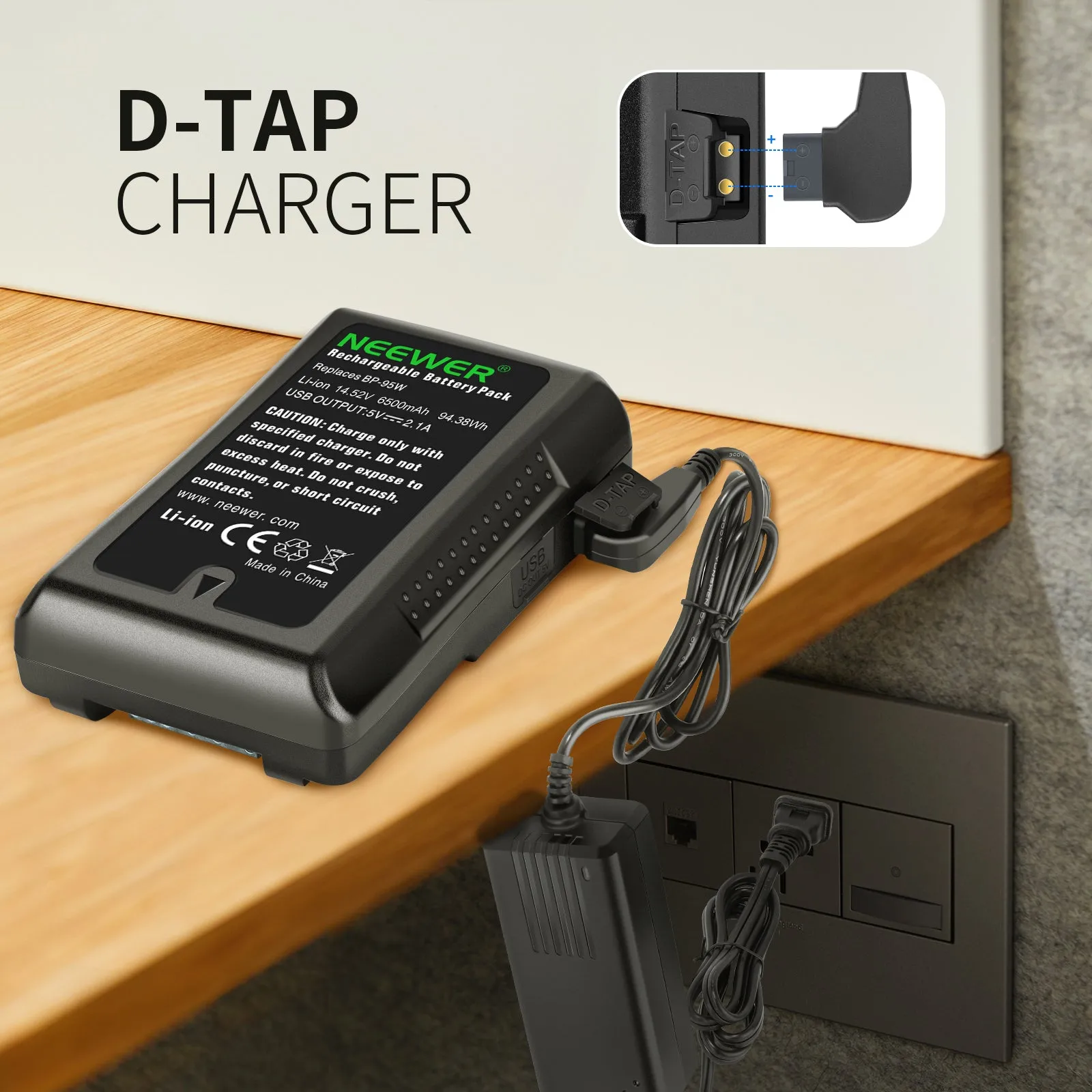 NEEWER BP-95W 6600mAh V-Mount/V-Lock Rechargeable Li-ion Battery