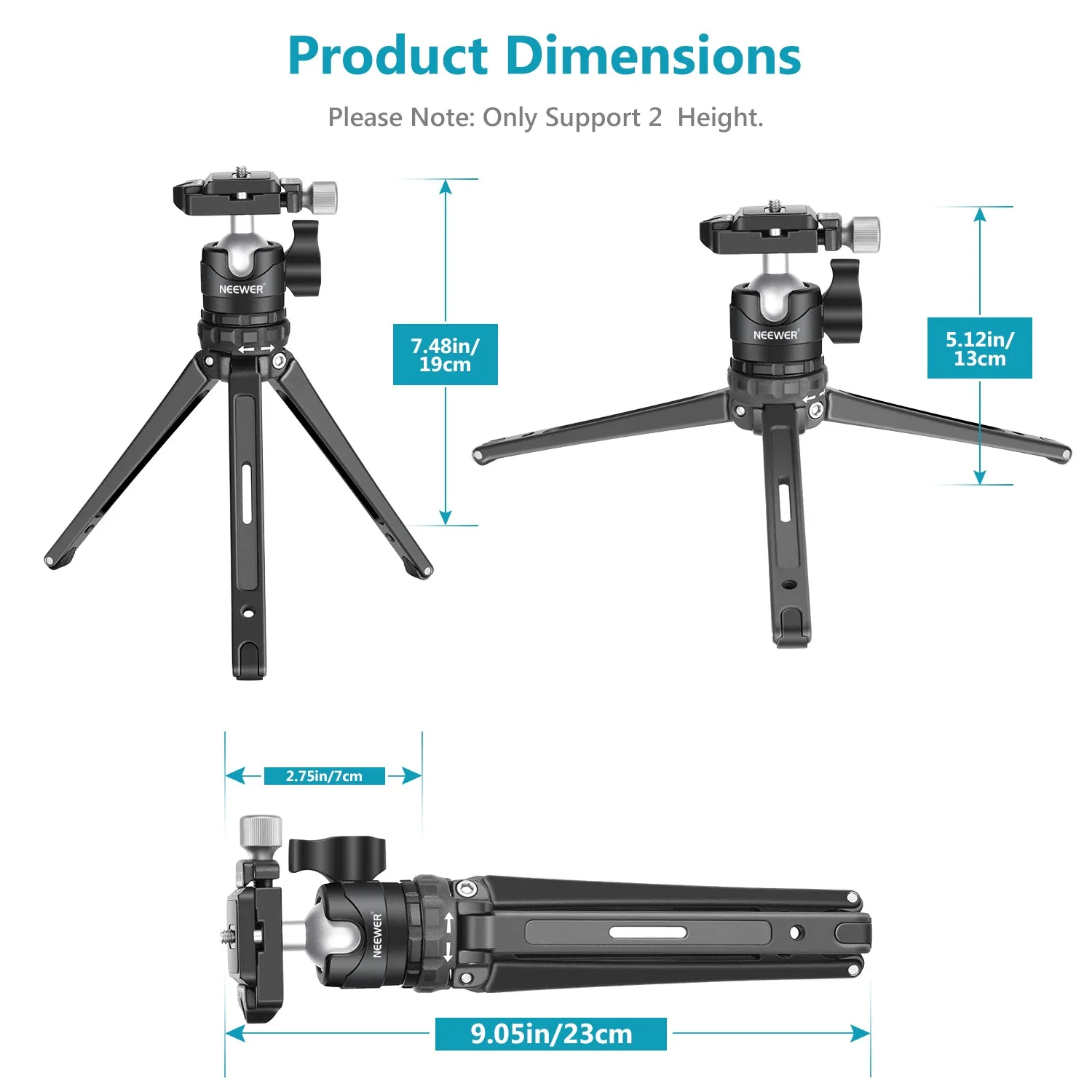 NEEWER Portable Compact Desktop Macro Mini Tripod