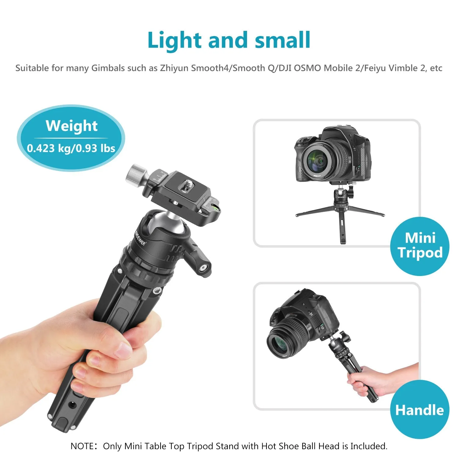 NEEWER Portable Compact Desktop Macro Mini Tripod
