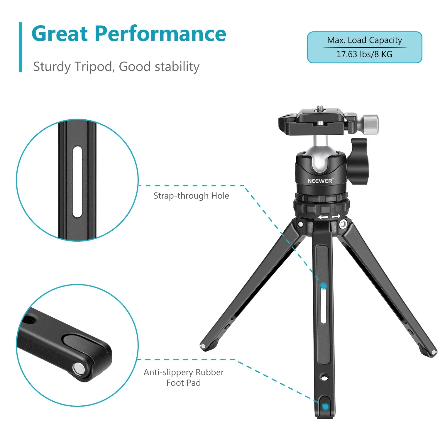 NEEWER Portable Compact Desktop Macro Mini Tripod