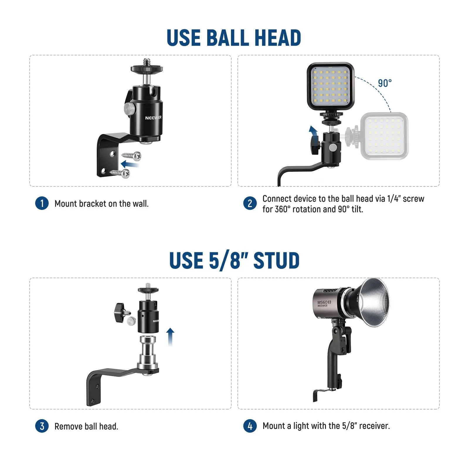 NEEWER TS007 2 Pack E Type Wall Ceiling Mount