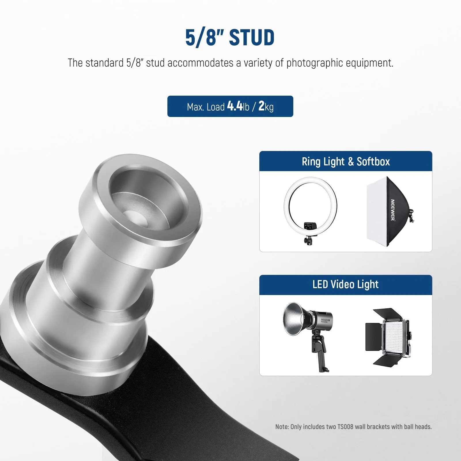 NEEWER TS008 2 Pack T Type Wall Ceiling Mount
