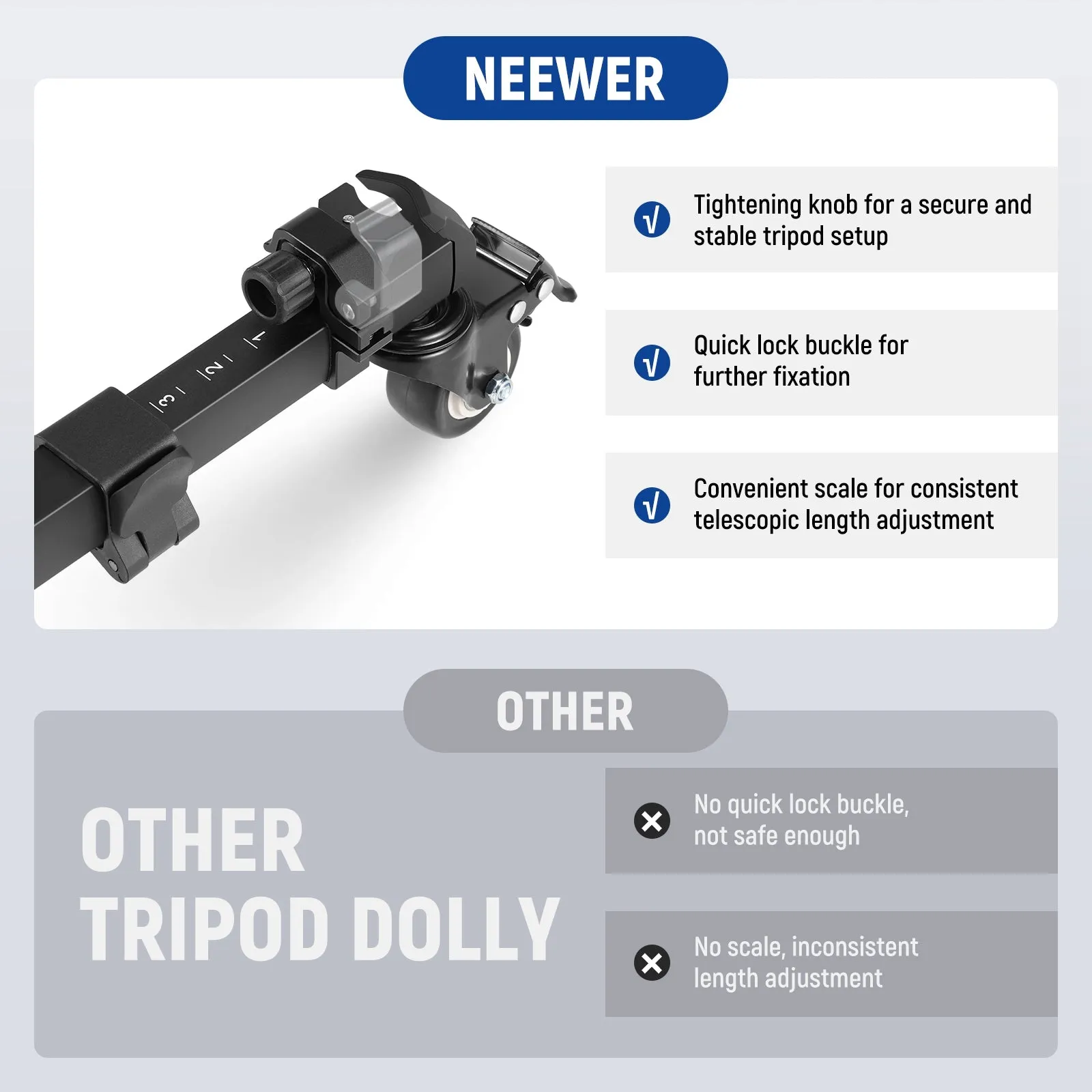 NEEWER TS009 Quick Lock Release Photography Tripod Dolly