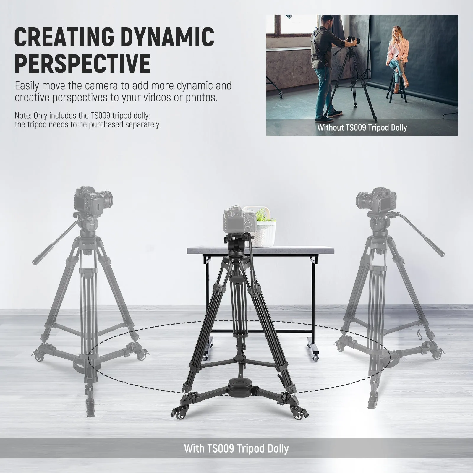 NEEWER TS009 Quick Lock Release Photography Tripod Dolly
