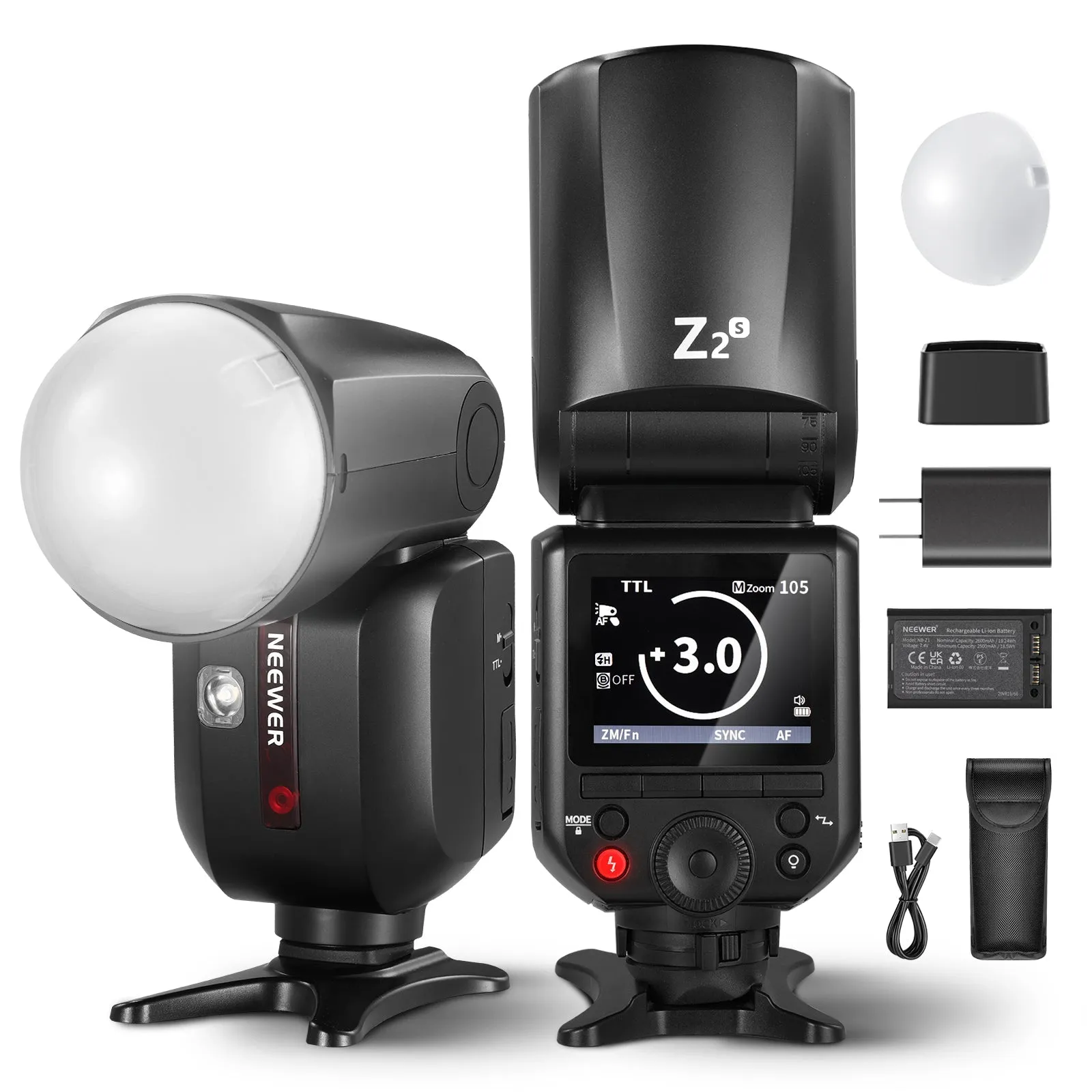 NEEWER Z2-S 2600mAh Battery TTL Round Head Flash Speedlite For Sony