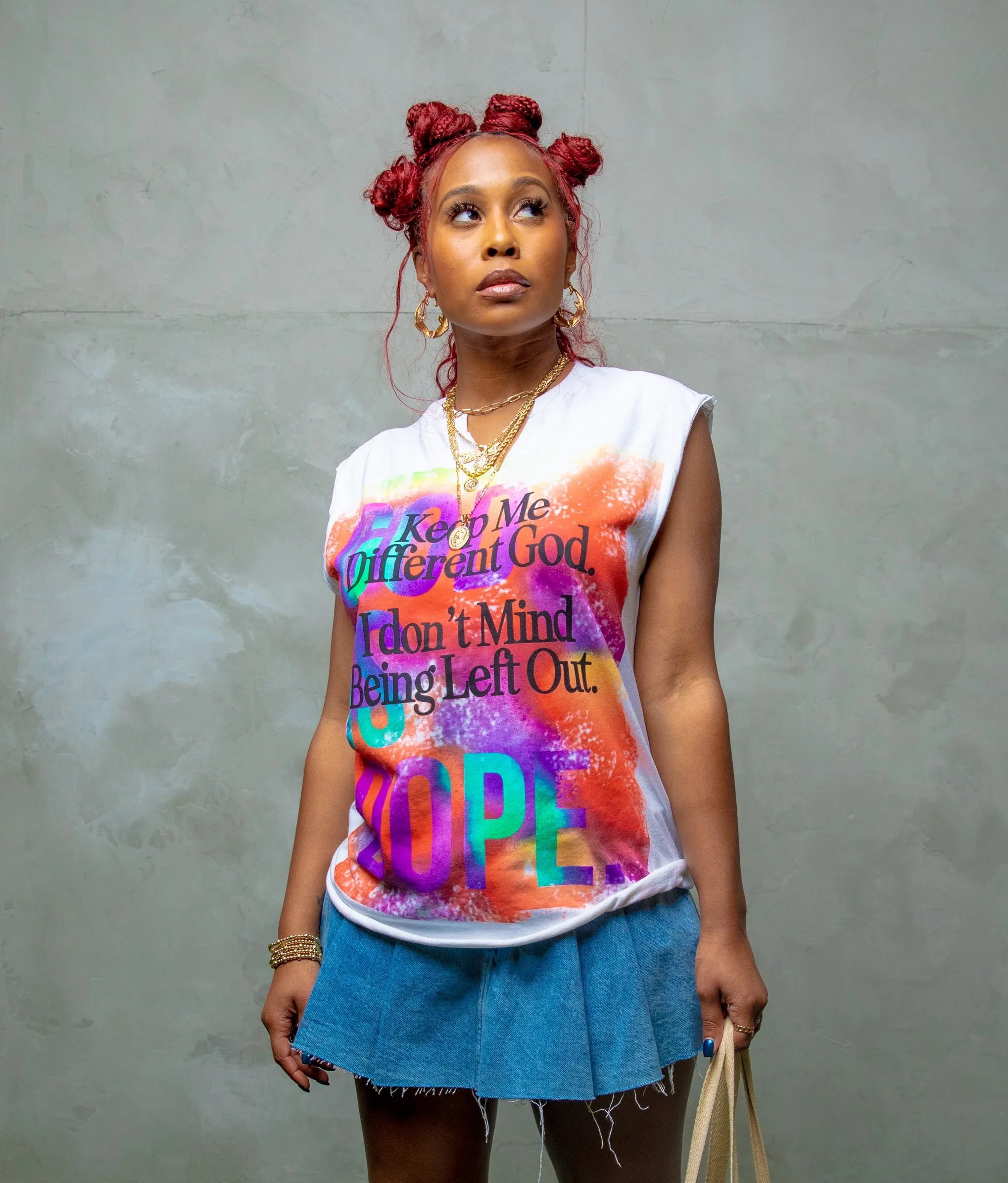 OVERSIZED TIE DYE BOX   KEEP ME DIFFERENT TEE (WHITE/TYE DIE)