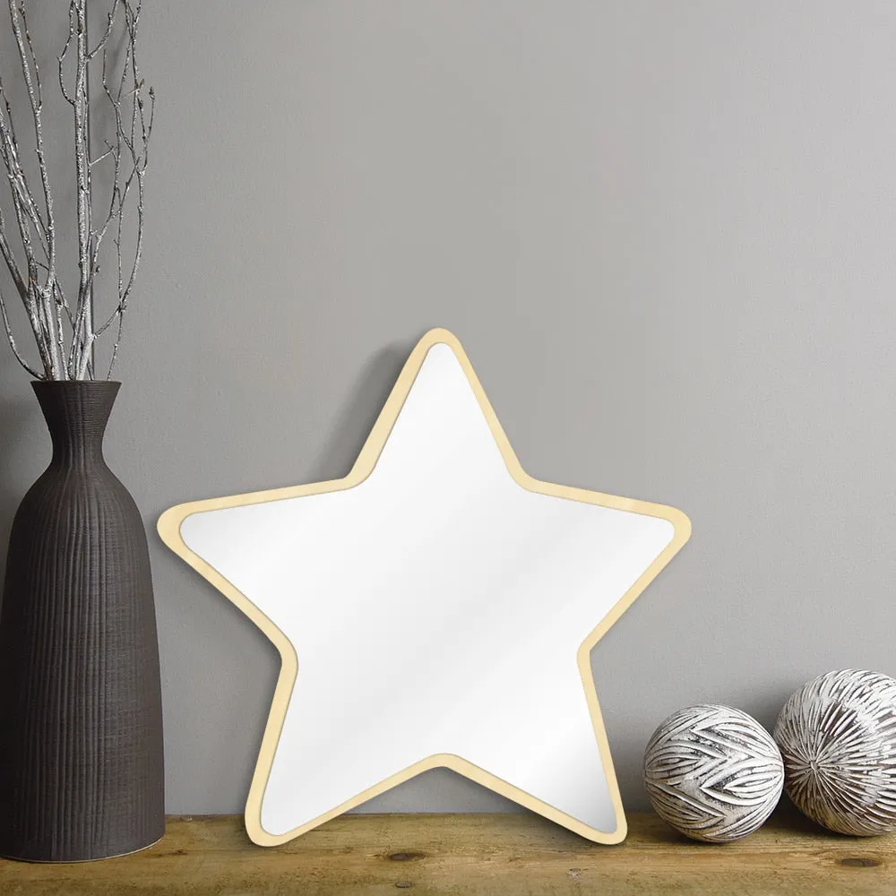 Pentastar Shaped Wall Mirror Five-pointed Star  Acrylic Safety Mirror With Wood Back Children Kid Room