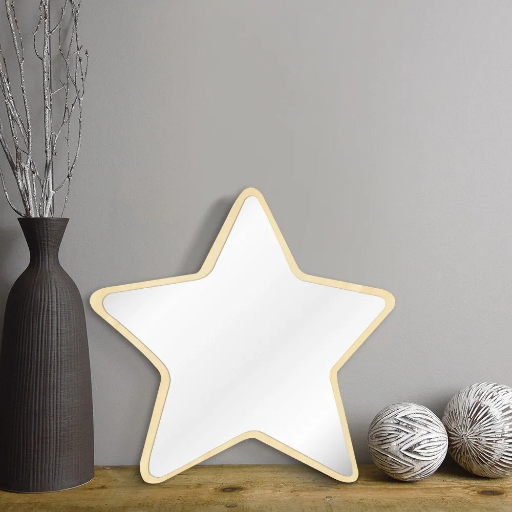 Pentastar Shaped Wall Mirror Five-pointed Star Decorative Acrylic Safety Mirror With Wood Back Children Kid Room Wall Decor