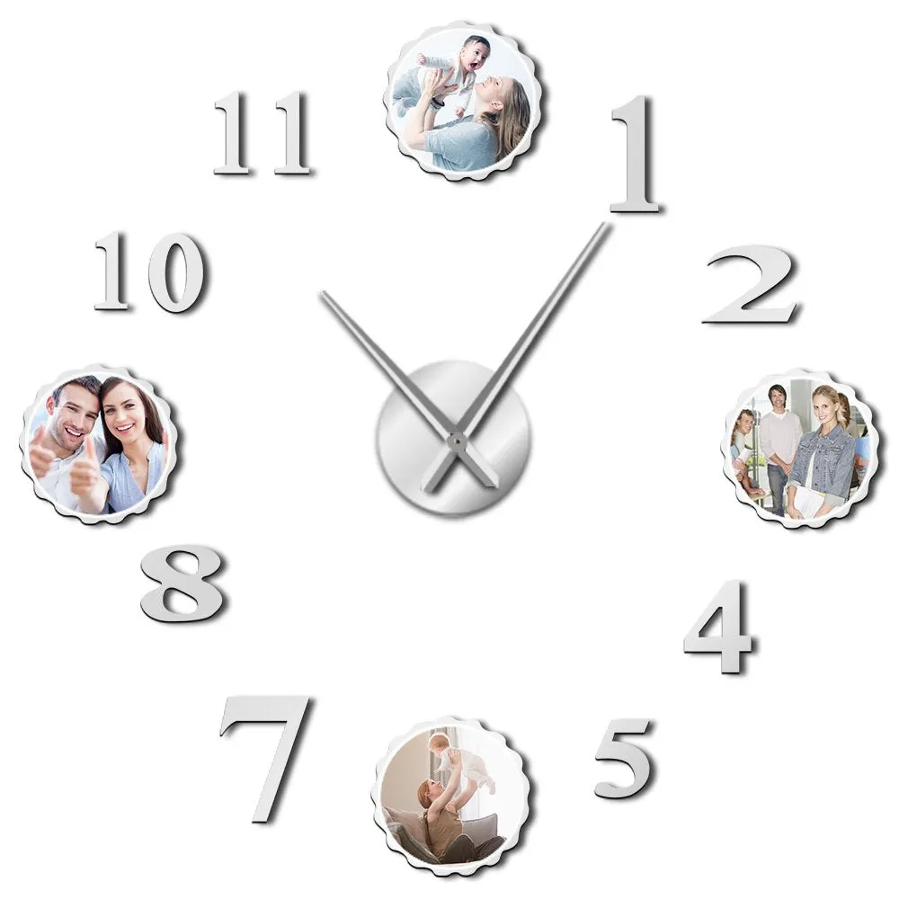 Photo Picture Frame DIY Large Wall Clock Custom Photo Decorative Living Room Family Clock Personalized Images Frame Big Clock
