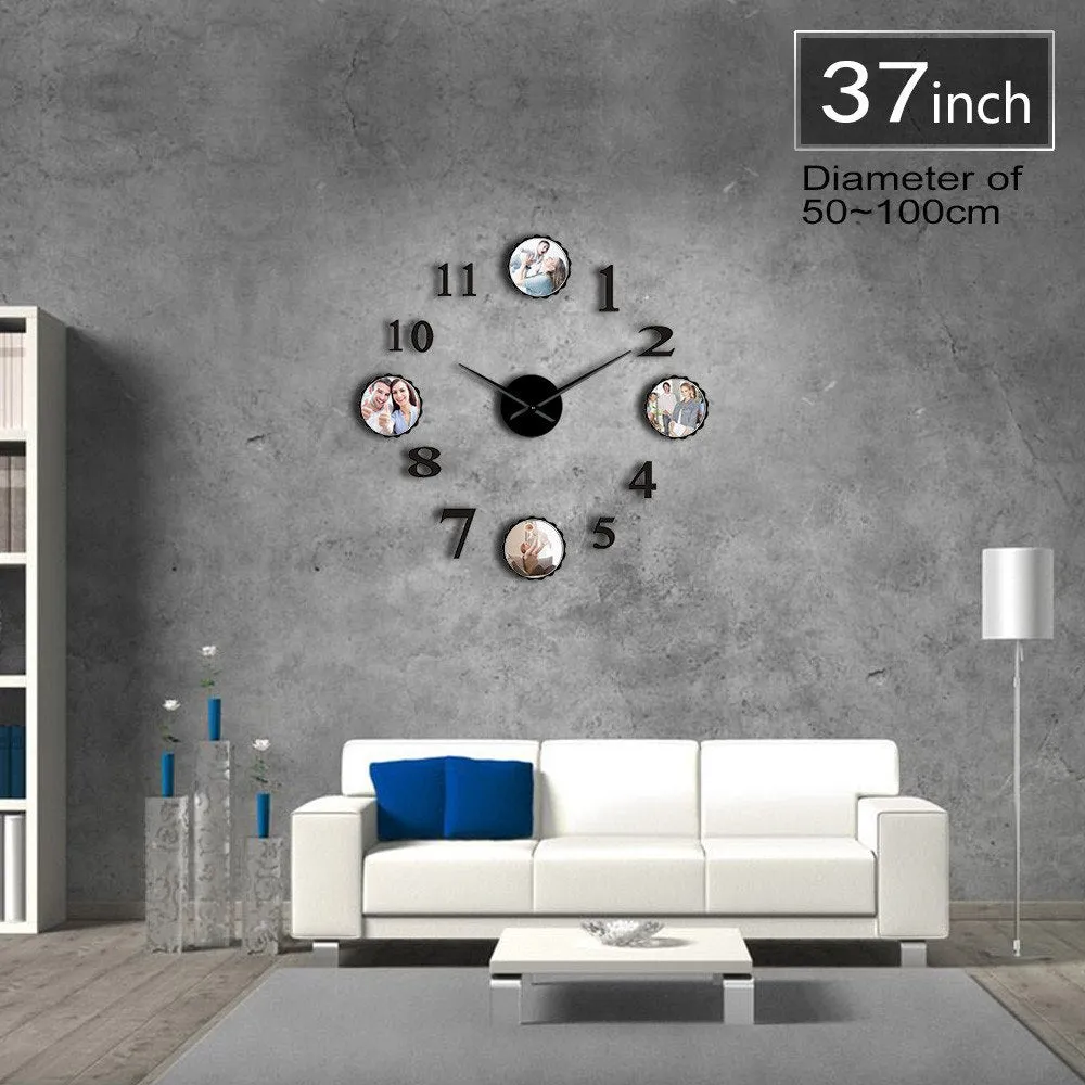 Photo Picture Frame DIY Large Wall Clock Custom Photo Decorative Living Room Family Clock Personalized Images Frame Big Clock