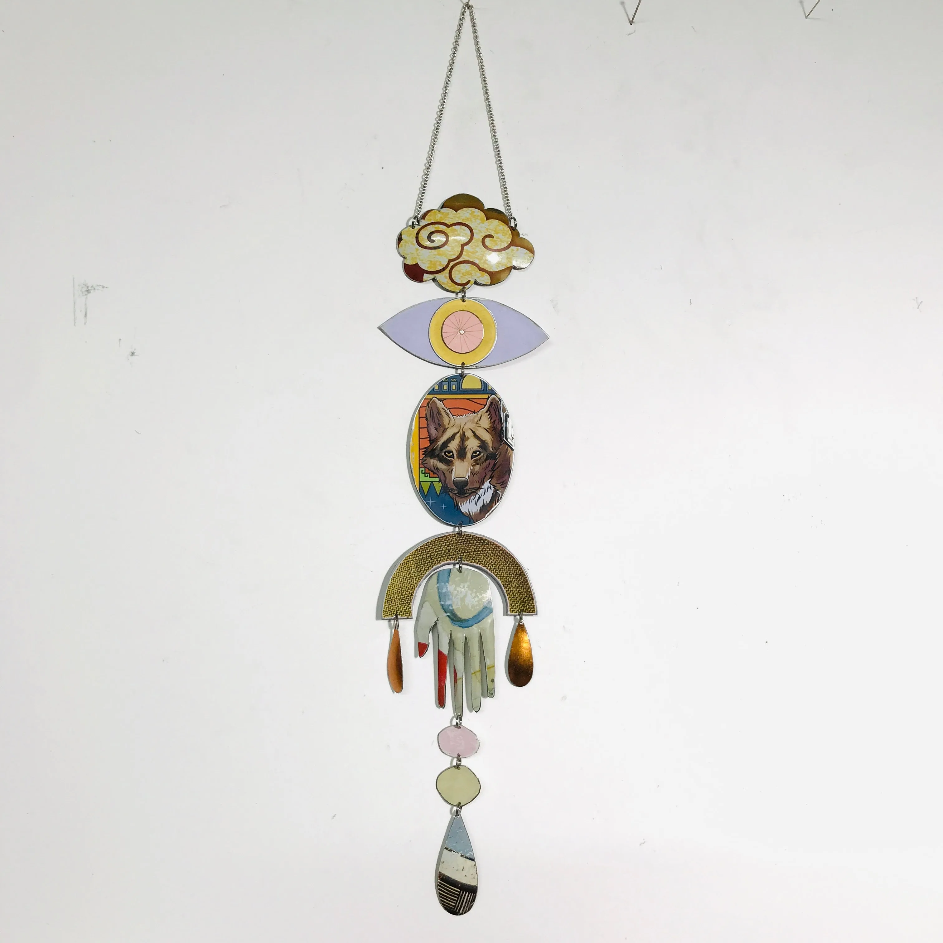 Pink Eye Wolf Protective Talisman Wall Hanging