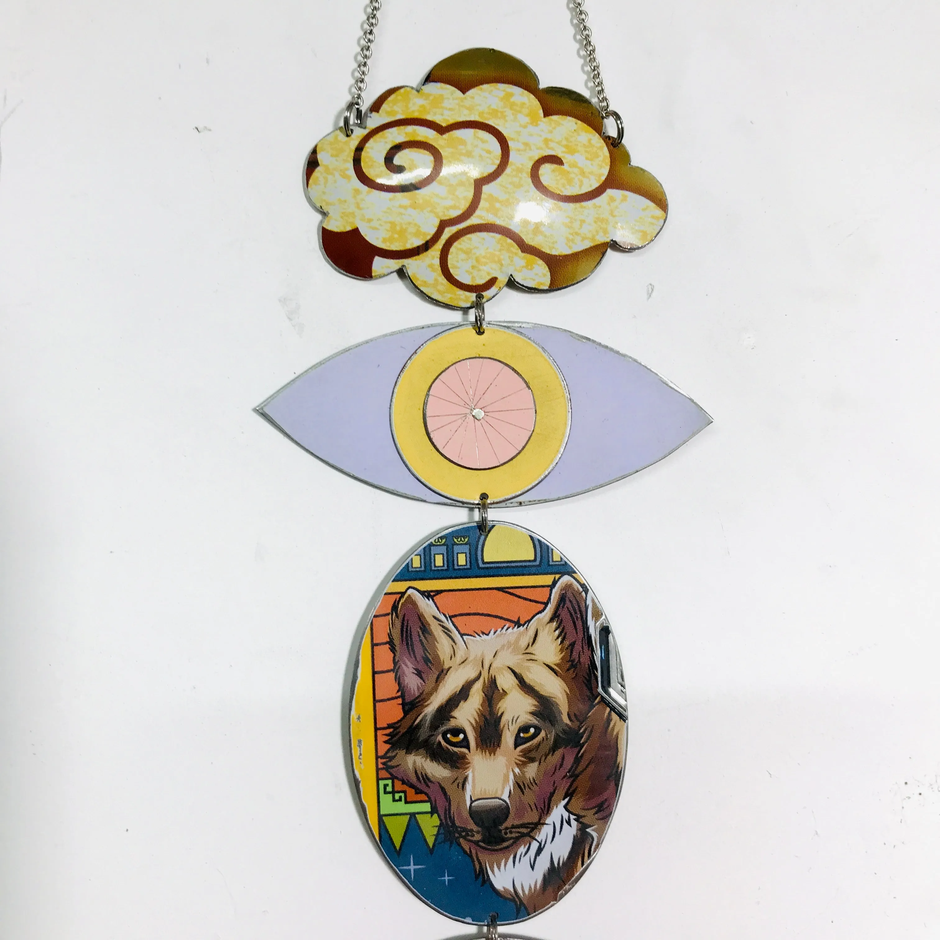 Pink Eye Wolf Protective Talisman Wall Hanging