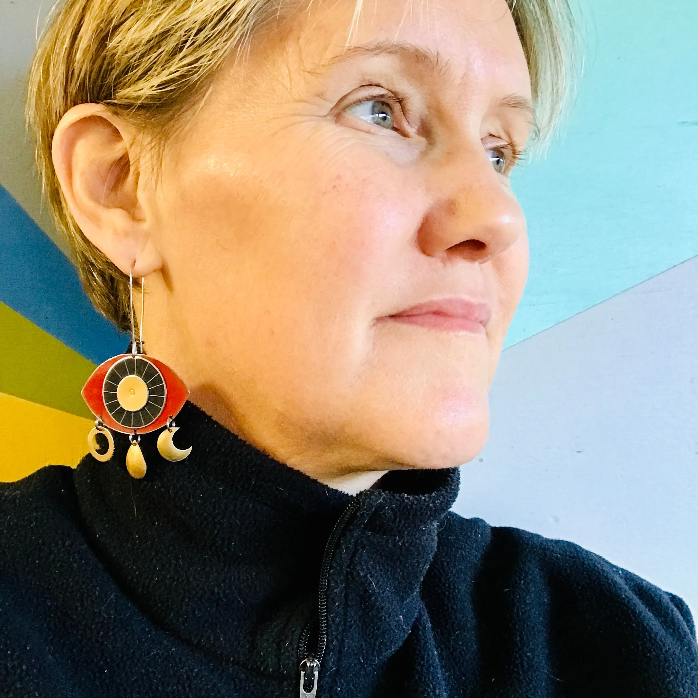 Protective Red Eye Talisman Zero Waste Tin Earrings