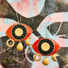 Protective Red Eye Talisman Zero Waste Tin Earrings