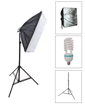 Pxel LS-SB-1B Socket Softbox 50x70Ccm, 150w Bulb, 200cm Light Stand for Studios, Photography Lightings Kit 1
