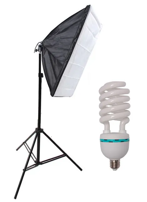 Pxel LS-SB-1B Socket Softbox 50x70Ccm, 150w Bulb, 200cm Light Stand for Studios, Photography Lightings Kit 1
