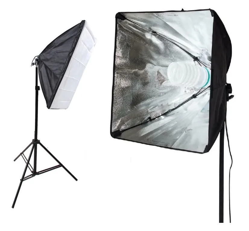 Pxel LS-SB-1B Socket Softbox 50x70Ccm, 150w Bulb, 200cm Light Stand for Studios, Photography Lightings Kit 1