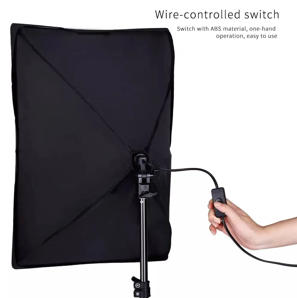Pxel LS-SB-1B Socket Softbox 50x70Ccm, 150w Bulb, 200cm Light Stand for Studios, Photography Lightings Kit 1
