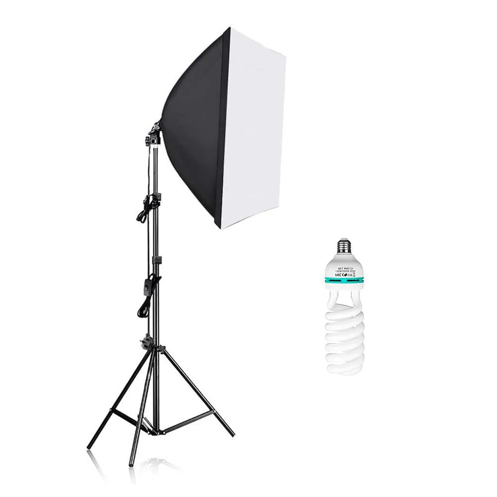 Pxel LS-SB-1B Socket Softbox 50x70Ccm, 150w Bulb, 200cm Light Stand for Studios, Photography Lightings Kit 1