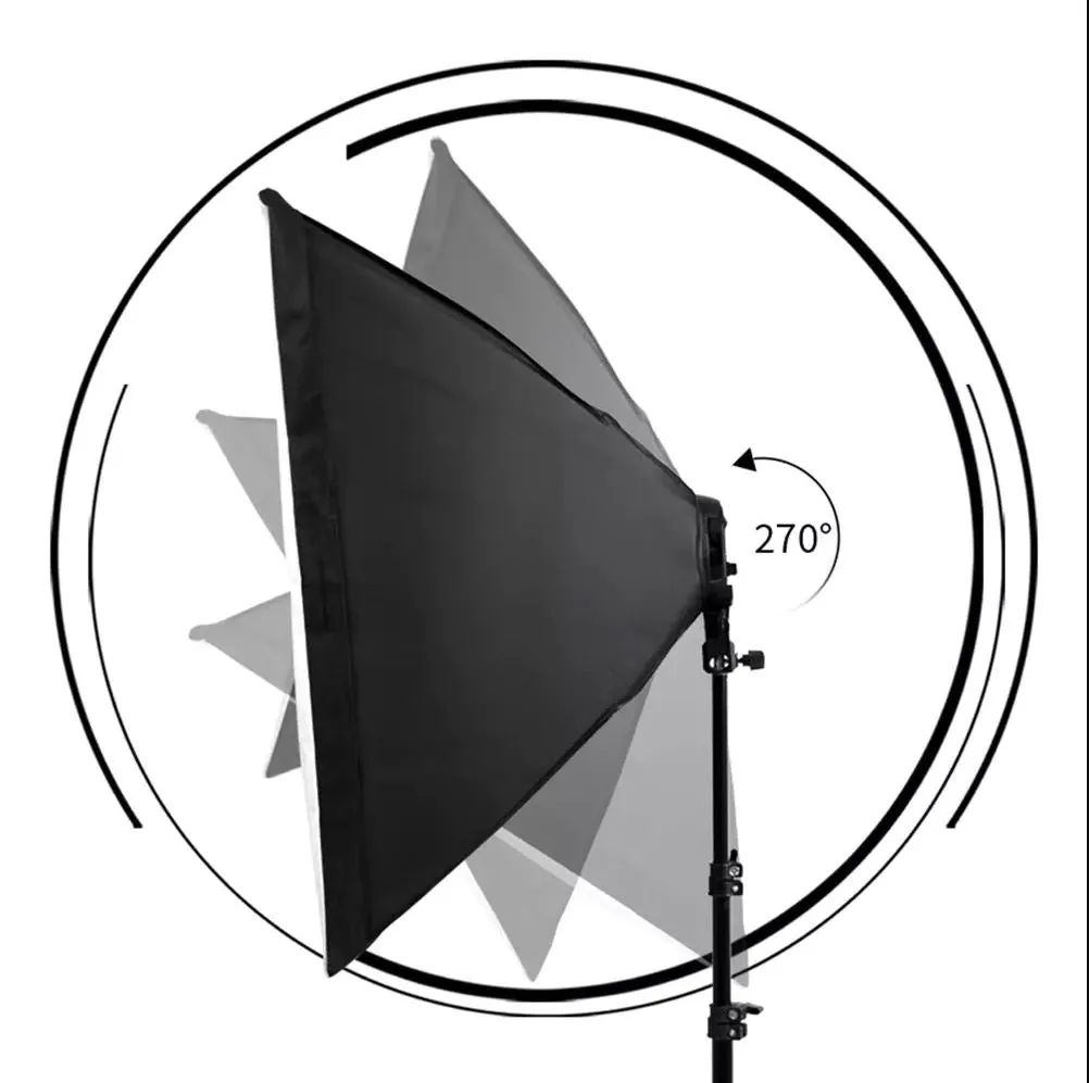 Pxel LS-SB-4B Dual Set Socket Softbox, 150W Bulb, 190cm Light Stand for Photography, Studio Lightings, Video Shoots, Kit 2