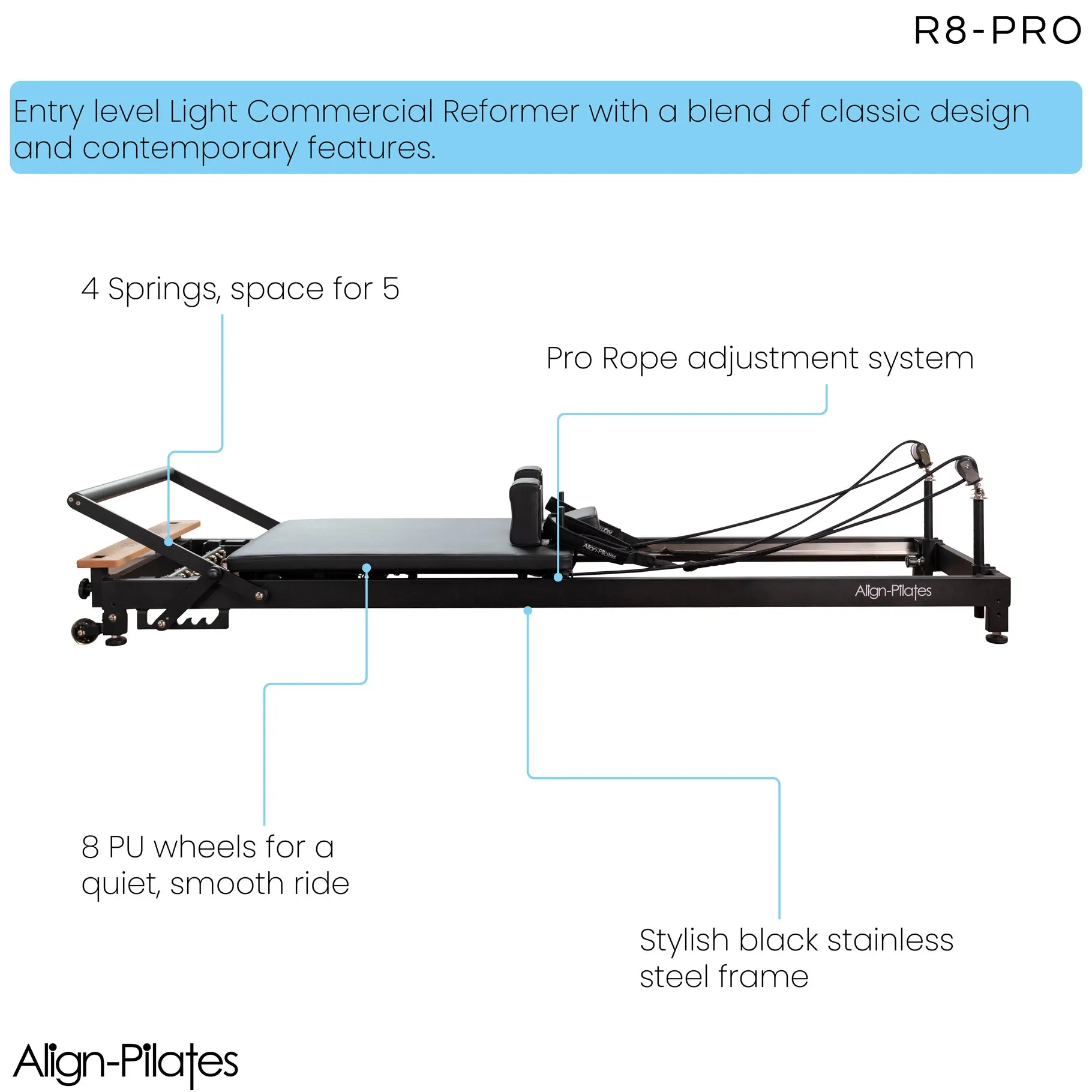 R8-Pro Pilates Reformer - White by Align Pilates
