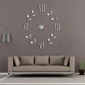 Roman Numerals With Musical Notes Giant Luxury Wall Clock Large Wall Clock Modern Big Needle Clock Watch DIY Enthusiasts Gift
