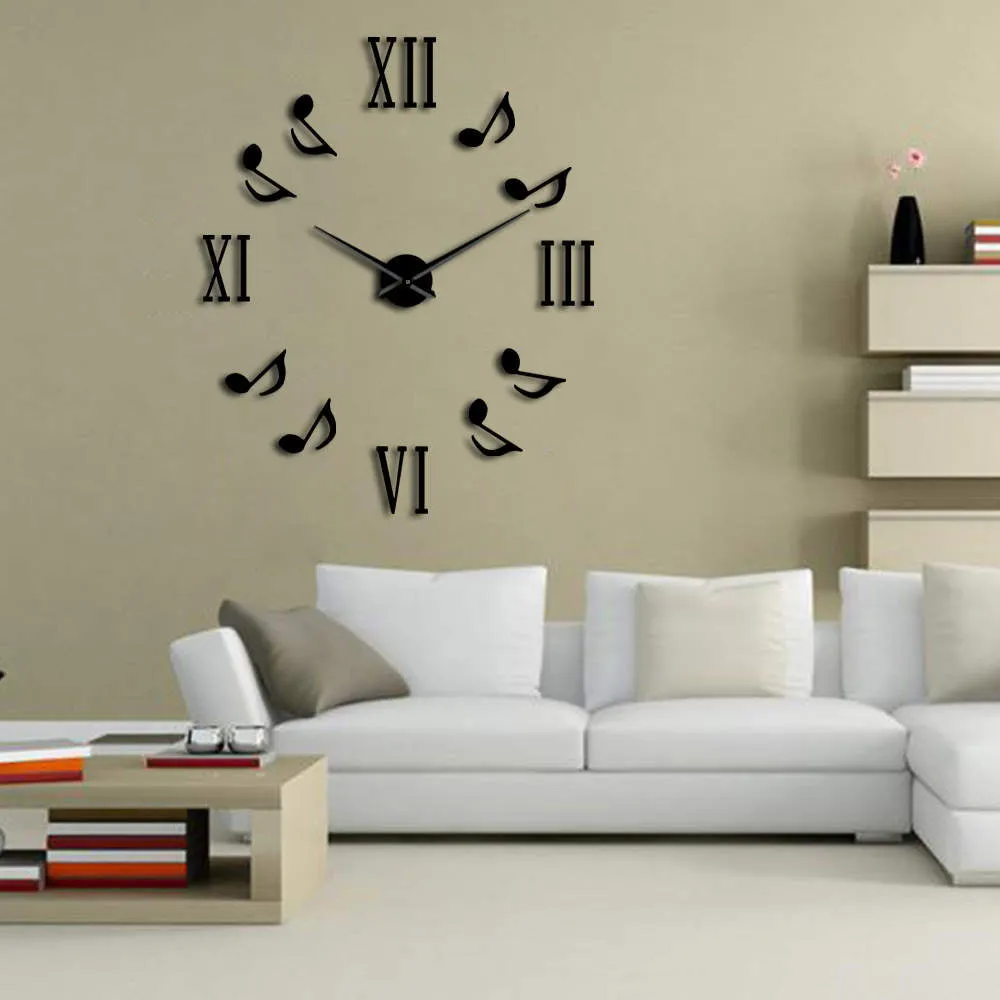 Roman Numerals With Musical Notes Giant Luxury Wall Clock Large Wall Clock Modern Big Needle Clock Watch DIY Enthusiasts Gift