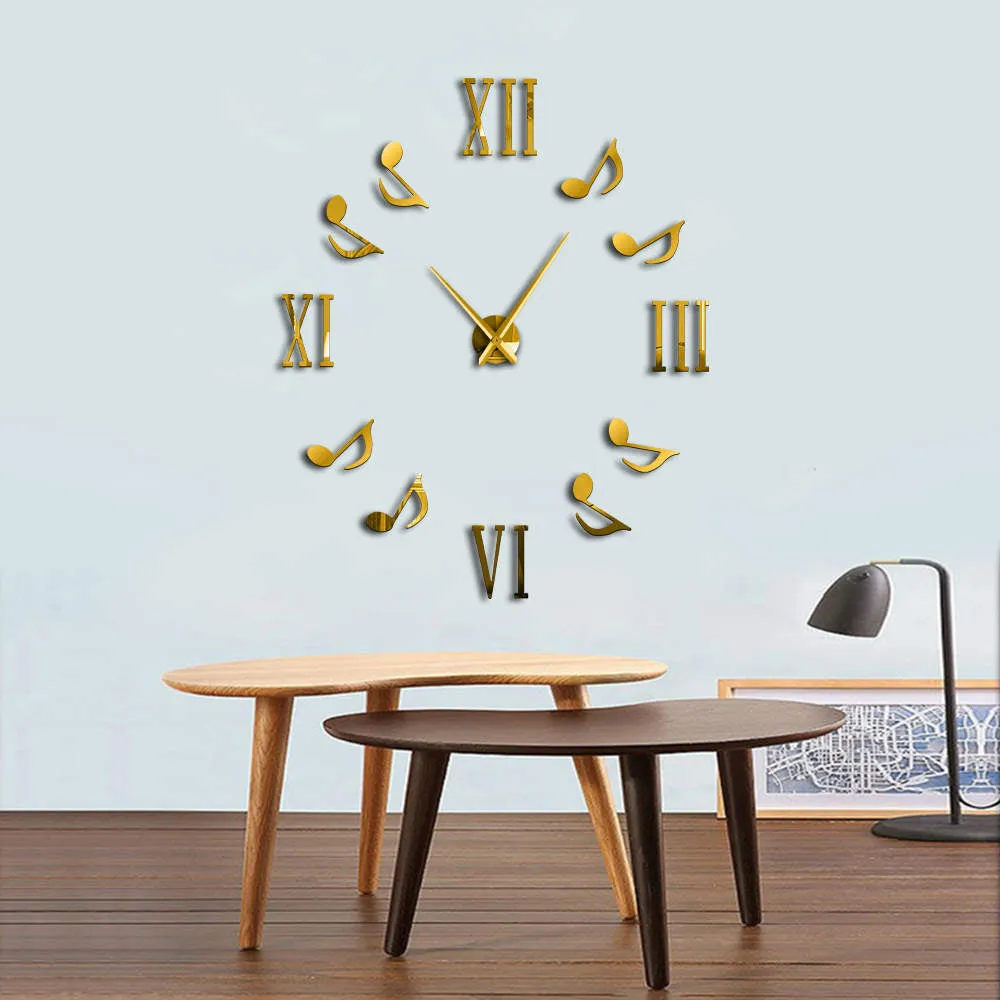 Roman Numerals With Musical Notes Giant Luxury Wall Clock Large Wall Clock Modern Big Needle Clock Watch DIY Enthusiasts Gift