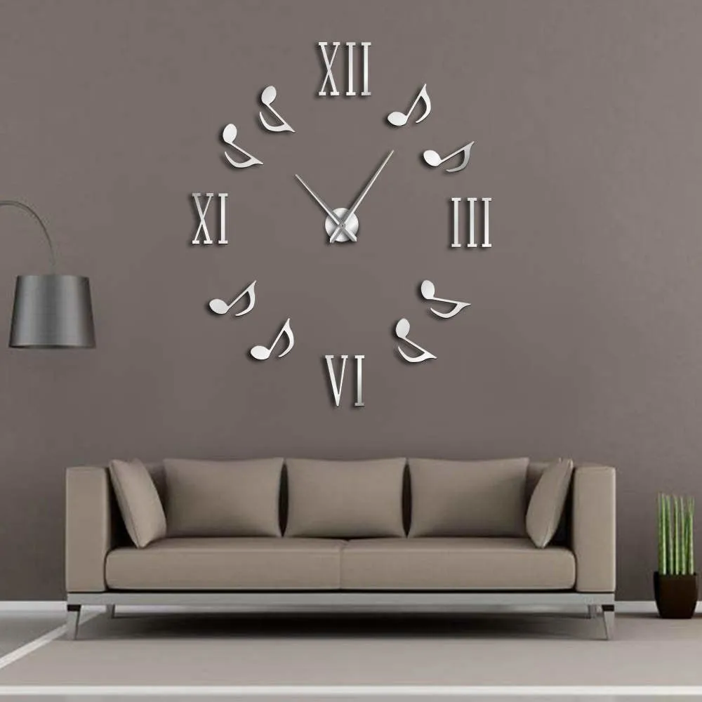 Roman Numerals With Musical Notes Giant Luxury Wall Clock Large Wall Clock Modern Big Needle Clock Watch DIY Enthusiasts Gift