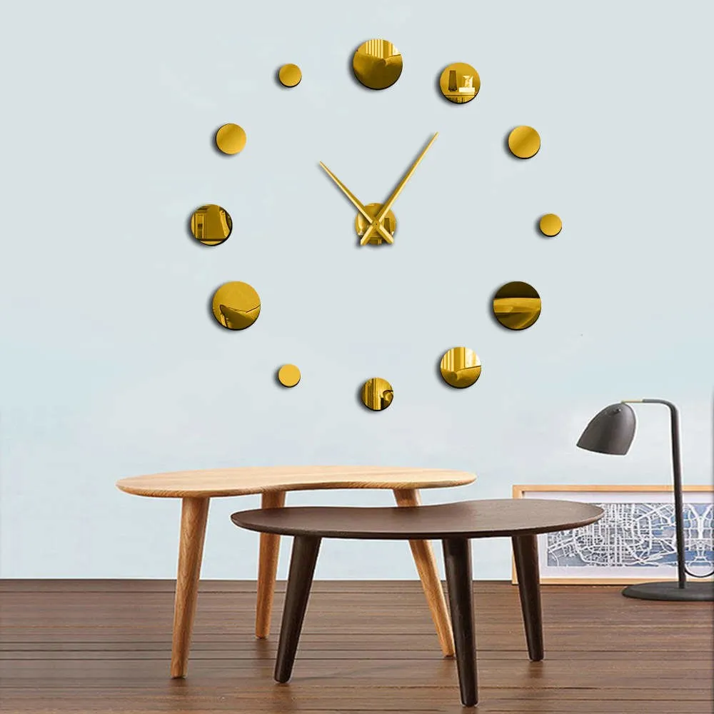 Round Mirror Large Wall Clock Simple Modern Design Frameless Giant Wall Clock Watch Home Decor Accessories DIY Enthusiasts Gift