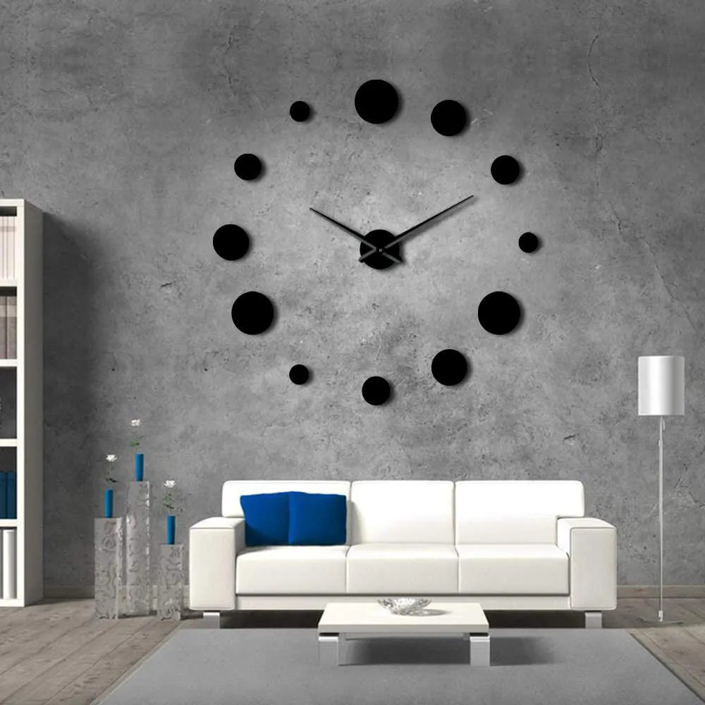 Round Mirror Large Wall Clock Simple Modern Design Frameless Giant Wall Clock Watch Home Decor Accessories DIY Enthusiasts Gift