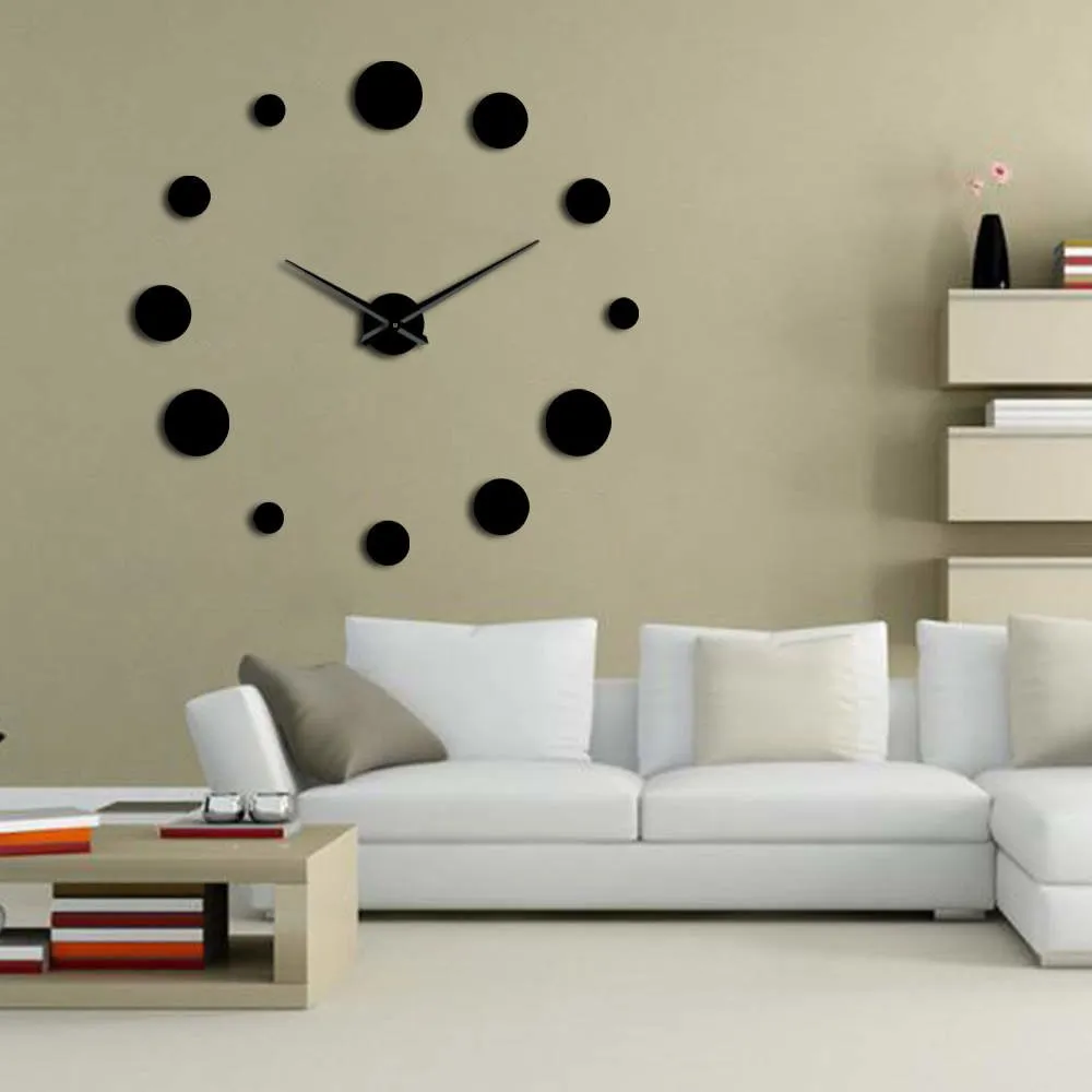 Round Mirror Large Wall Clock Simple Modern Design Frameless Giant Wall Clock Watch Home Decor Accessories DIY Enthusiasts Gift