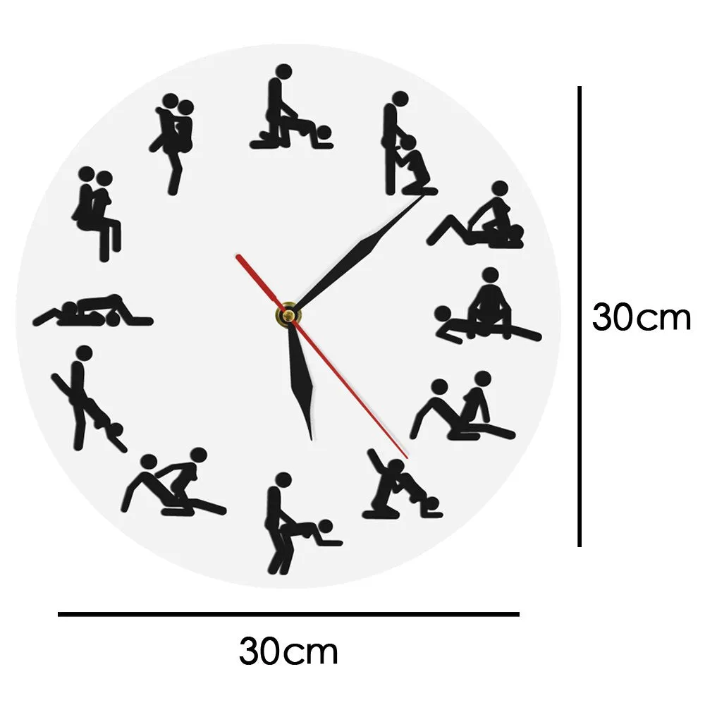 Sexual Positions Wall Clock Adult Sex Game 24 Hours Sex Dirty Smut Humor Wall Art Decorative Living Room Clock Bachelorette Gift