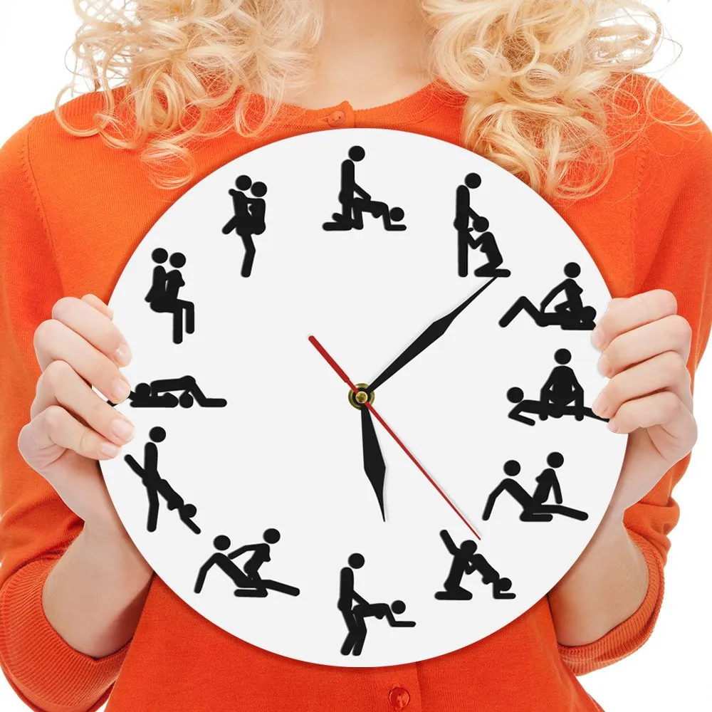 Sexual Positions Wall Clock Adult Sex Game 24 Hours Sex Dirty Smut Humor Wall Art Decorative Living Room Clock Bachelorette Gift